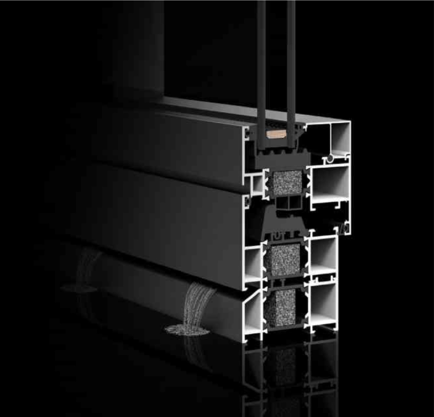Sill profile section with concealed drainage path
